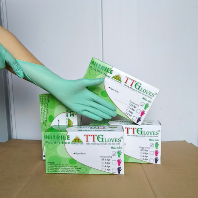 Găng Tay Y Tế Size M Màu Xanh Lá (100 Chiếc)_Không Bột Nitrile TTGLOVES