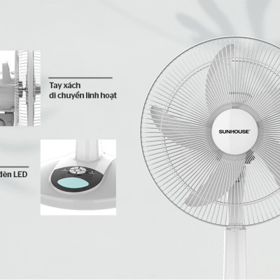 Quạt Sạc Tích Điện Sunhouse SHD7228 - Hàng Chính Hãng