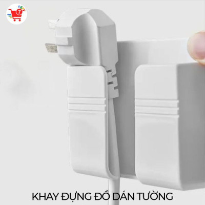 Khay đựng remote - điện thoại dán tường có khe luồn sạc nhỏ gọn tiện lợi ( Giao màu ngẫu nhiên ) - Hàng chính hãng