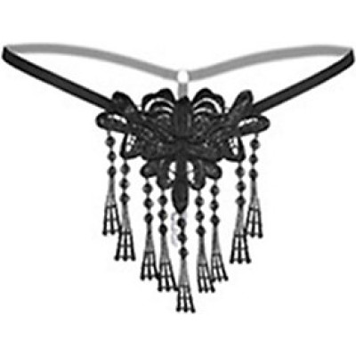 Quần lót nữ kết hoa đính kèm hạt lọt khe gợi cảm - Màu đen