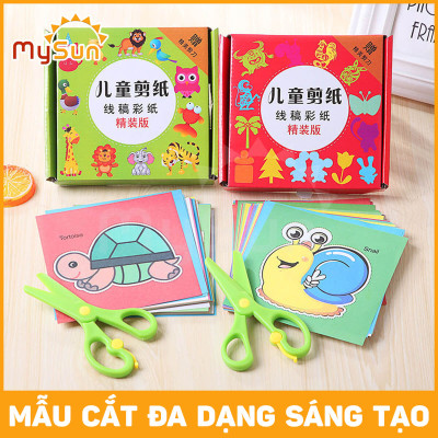 Đồ chơi cắt giấy cho bé bộ đồ chơi cắt giấy dán tự làm thủ công cho bé tô màu