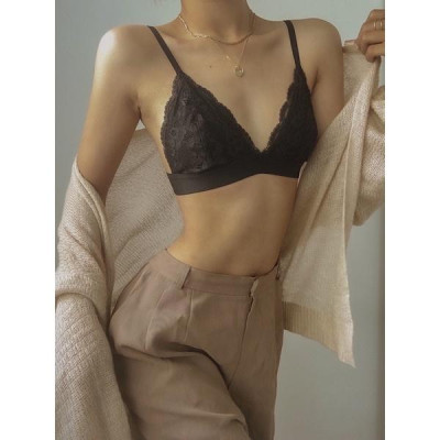 Áo Lót Ren Pha Cotton Huyenmay - Hoa Đen