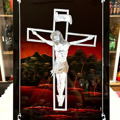 Tranh sơn mài Chúa/Mẹ cẩn ốc xà cừ cao cấp, hàng xuất khẩu size 40x60 cm treo tường, trang trí nhà cửa, văn phòng, quà tặng tân gia, tặng dịp Lễ, Tết đầy ý nghĩa