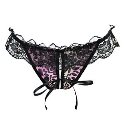 Quần lót hở khe cạp ren da báo