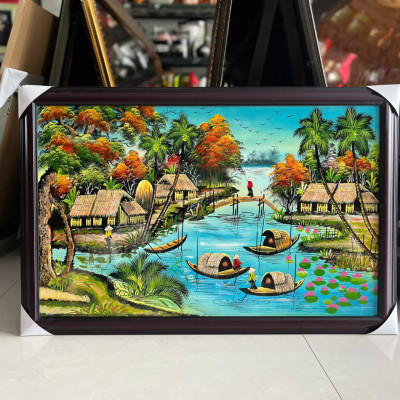 Tranh Sơn Mài - ĐỒNG QUÊ VIỆT NAM | Size 50x80 cm | Mộc Mạc – Bình Yên – Đậm Hồn Dân Tộc