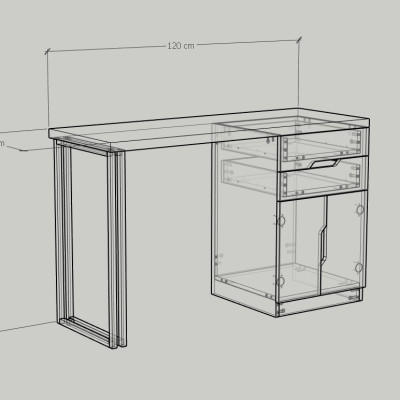 [Happy Home Furniture] DASH , Bàn trang điểm - chân sắt , 120cm x 45cm x75cm ( DxRxC), BAN_029