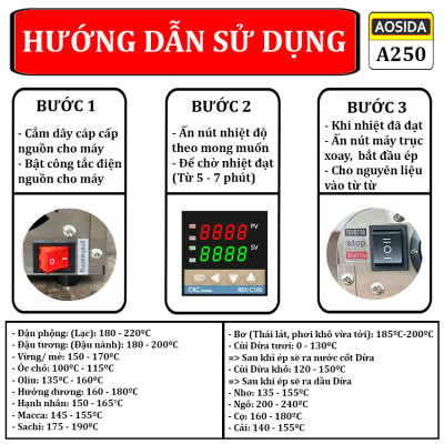 Máy ép dầu thực vật nóng và lạnh dùng trong gia đình thương hiệu Anh Quốc cao cấp AOSIDA A250 - Hàng Chính Hãng