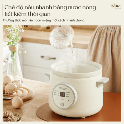 Nồi Chưng Yến Tiềm Thuốc Bắc Kho Cá Bear SB-NNC15 Gồm 6 Chức Năng Nấu Dung Tích 1.5 Lít Công Suất 120 W - Hàng Chính Hãng