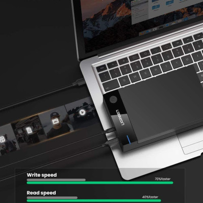 Ugreen UG50423US222TK hỗ trợ 16TB hộp đựng ổ cứng 3.5" 2.5 inch chuẩn SATA ra usb 3.0 có cấp nguồn - HÀNG CHÍNH HÃNG