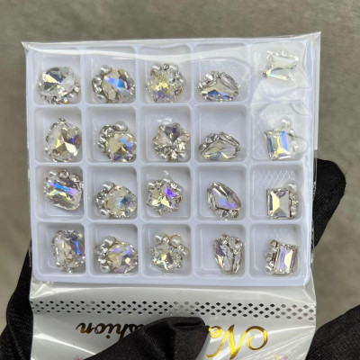 Đá Khối Chùm Trang Trí Nail - Set 20 Viên, Đá Cao Cấp Siêu Sáng, Phụ Kiện Trang Trí Móng Đẹp Nữ Women