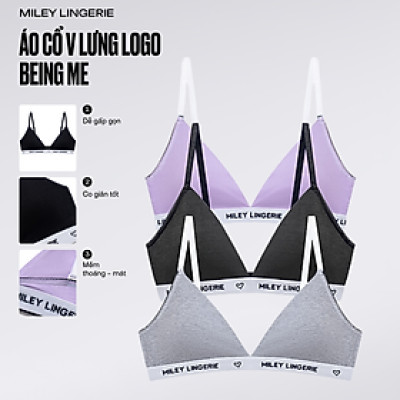 Combo 3 Áo Ngực Cotton Không Gọng Mút Mỏng Lưng Logo Thời Trang BeingMe Miley Lingerie