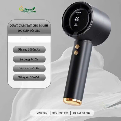 Quạt Tích Điện Mini Cầm Tay 638 – Màn Hình LED, 100 Tốc Độ Gió, Pin 4000mAh Siêu Mát - HÀNG CHÍNH HÃNG MINIIN