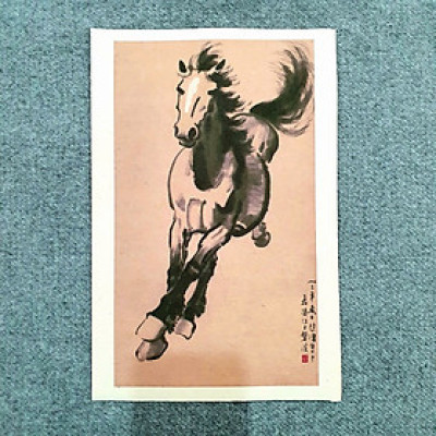 Tranh ngựa Từ Bi Hồng in trên giấy dó - Tranh giấy dó - Danh tác hội hoạ in trên giấy dó thủ công truyền thống Việt Nam