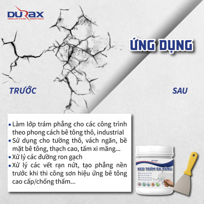 Keo Vá Tường DURA 650 Gram Trám Trét Vết Nứt Khe Hở Tường - Chống Mốc Ẩm Làm Sạch Tường