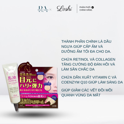 Kem dưỡng mắt dầu ngựa Loshi Moist Aid Eye Cream BA