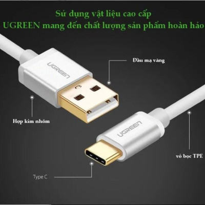 Ugreen UG30506US188TK 0.25M màu Hồng Trắng Bộ chuyển đổi USB 2.0 sang USB-C - HÀNG CHÍNH HÃNG