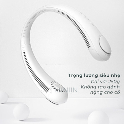 Quạt Đeo Cổ Tích Điện Mini Không Cánh Tiện Lợi, Quạt Quàng Cổ 3 Cấp Độ, Kiểu Dáng Thể Thao, Sạc USB - HÀNG CHÍNH HÃNG MINIIN