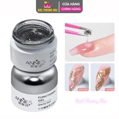 Gel Vẽ Nổi Thuỷ Tinh Chà Tráng Gương, Gel Nặn Trong Suốt Annies 20g Làm Nail, Gel Đặc Không Chảy Vẽ 3D Tráng Gương, Đính Charm Đá Thủy Tinh