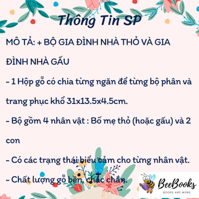 Bộ Đồ Chơi Xếp Hình thay quần áo gia đình nhà Thỏ- Gấu- Động Vật- Chất liệu gỗ, có nam châm