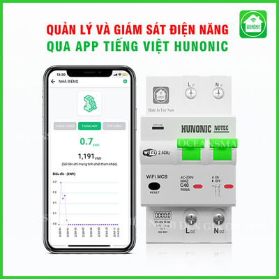 Aptomat Thông Minh Đo Năng Lượng HUNONIC Notec - HNATME