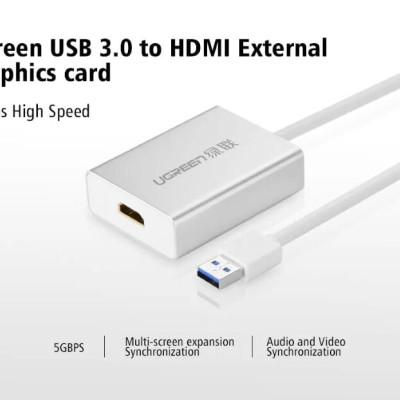 Ugreen UG4022940229TK 80CM Cáp chuyển USB 3.0 sang HDMI cao cấp - HÀNG CHÍNH HÃNG