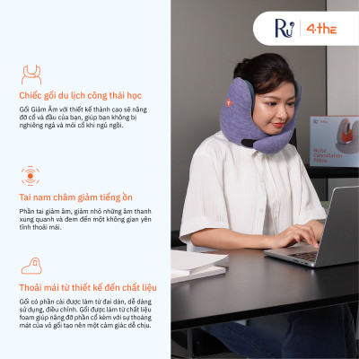 Gối Cổ Giảm Âm 4The - Noise Cancelling Pillow | Gối Cổ Du Lịch Cao Cấp Thoải Mái | 3 Màu Sắc