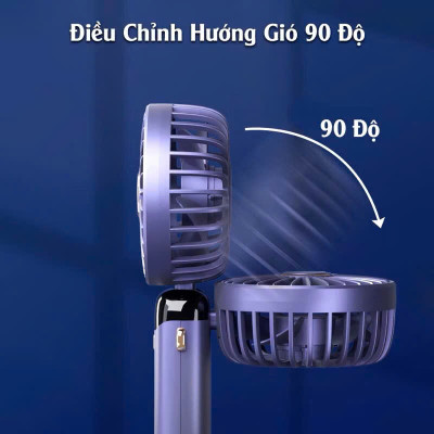 Quạt Mini Cầm Tay Tích Điện 10.000mAh, Đeo Cổ, Gấp Gọn, 5 Tốc Độ Gió Linh Hoạt - HÀNG CHÍNH HÃNG MINIIN