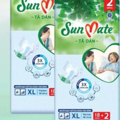 1 Cây/Thùng 6 Gói Tã Dán Sunmate XL18 +2 (20 Miếng) - Tã Dán Cho Người Lớn (Gói Lớn Tiết Kiệm Hơn Sunmate XL10) -Hsd Luôn mới