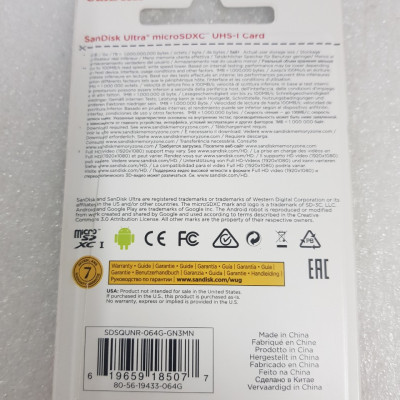 Thẻ nhớ điện thoại Micro SDXC SanDiskk UHS-1 64GB Class 10 - Hàng chính hãng