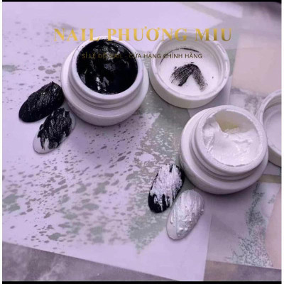 Gel Xi Măng Trắng Đen Trang Trí Móng, Chất Gel Đặc Sệt, Hiệu Ứng Sần, Làm Nail Tạo Hình Độc Đáo, Vẽ Hoa Họa Tiết