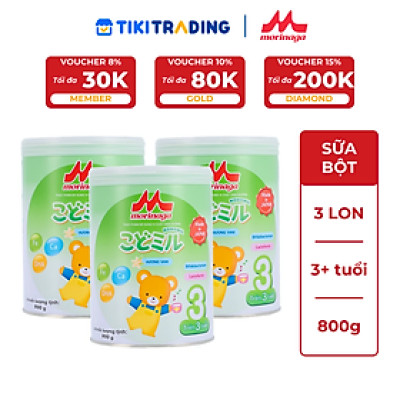 Combo 3 lon Sữa Morinaga Số 3 Kodomil 800g (Hương Vani) - cho bé từ 3 tuổi phát triển toàn diện, tăng chiều cao