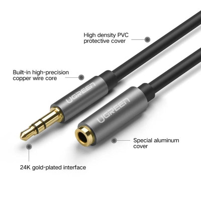 Ugreen UG10595AV118TK 3M màu Đen Cáp âm thanh 3.5mm nối dài - HÀNG CHÍNH HÃNG