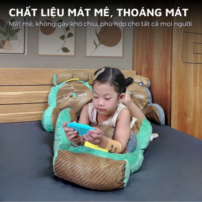 Gối tựa lưng đầu giường mây tre đan DandiHome mềm mại, tiện dụng cho mùa hè