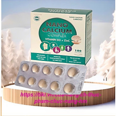￼Nano calcium complex Viên uống bổ sung canxi, Giúp Chắc Khỏe Xương, Phát Triển Hệ Xương, Giảm Loãng Xương (Hộp 100viên), vinaphar