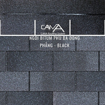 Tấm lợp bitum phủ đá cana đồng phẳng black - tấm nhựa đường phủ đá màu đen viên gạch từ Hàn Quốc chống thấm và trang trí biệt thự, nhà gỗ, bungalow, đóng gói 22 tấm /gói/phủ 3.2m2 mái