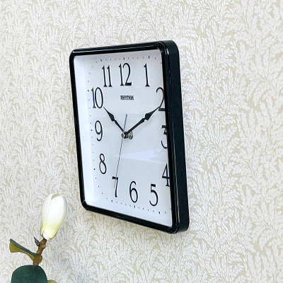 Đồng hồ treo tường Nhật Bản Rhythm CMG597NR02- Kt 25.2 x 25.2 x 4.3cm, 500g Vỏ nhựa. Dùng Pin.