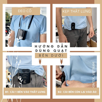 Quạt kẹp thắt lưng OVIE WF2 Yoobao tích điện 10000mAh kiêm Sạc Dự Phòng Đeo Thắt Lưng, Đeo Cổ có đèn hiển thị pin - Hàng chính hãng