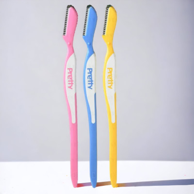 Dao Cạo Lông Mày Cán Dài Kai Pretty 12860 - FRML-3PN (Set 3 cây)