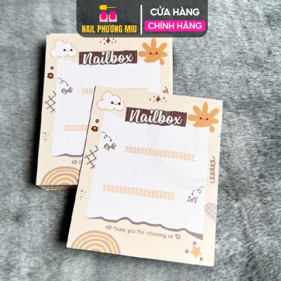 Thẻ Bìa Dán Nailbox Siêu Xinh Kèm Túi Dày Dặn Và HDSD, Tag Nail Box Hình Gấu Hồng, Mây Trắng, Nail Art Sang Trọng Và Hạn Chế Thấm Nước cho bé gái