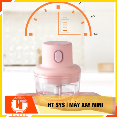 Máy Xay Mini HT SYS Sạc Điện Có Cổng Sạc USB, Nhỏ Gọn Tiện Ích Dễ Sử Dụng Xay Hành Tỏi Rau Củ Quả Thể Tích 250ML - Hàng Nhập Khẩu