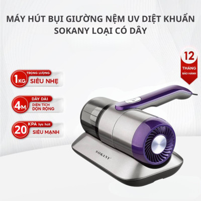 Máy hút bụi giường nệm diệt khuẩn UV công suất cao 1400W SOKANY SK-13029 loại CÓ DÂY lực hút mạnh -HÀNG CHÍNH HÃNG