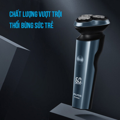 Máy Cạo Râu Flyco 3 Lưỡi Kép FS165VN Thân Máy Kháng Nước Sạc Nhanh 1 Giờ - Hàng Chính Hãng