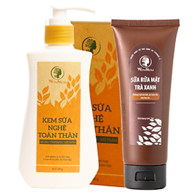 Bộ chăm sóc da mặt khỏe mạnh, body trắng mịn Wonmom (1 sữa rửa mặt + 1 kem sữa nghệ)