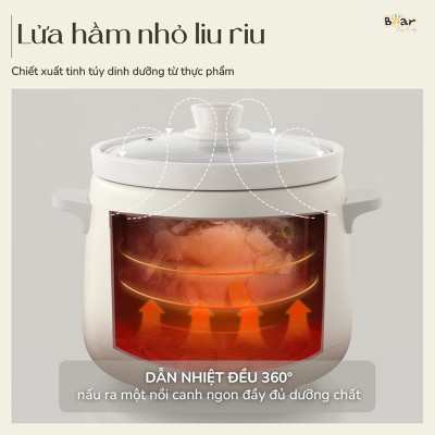 Nồi Nấu Cháo, Nấu Chậm 1.5L Bear SB-NNC15 (120W) - Hàng chính hãng