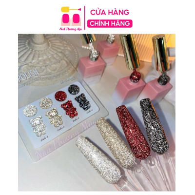[Chai Lẻ] Sơn Nhũ Flash Siêu Sáng Làm Nail, 4 Màu Đỏ Vàng Bạc Đen Chai 15ml, Bóng Đặc Bền Màu Tạo Điểm Nhấn Cực Chất Cho Nữ