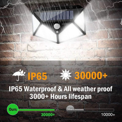 Đèn năng lượng mặt trời KG61 cảm biến chuyển động siêu sáng, chống nước đèn có 3 chế độ sáng (dùng ngoài trời sân vườn đèn đường bóng đèn chiếu sáng) 100led - Hàng chính hãng