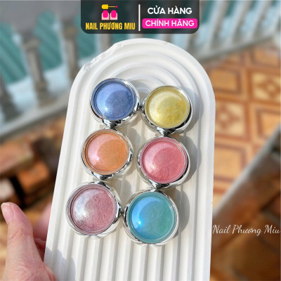 Set Tráng Gương Ánh Ngọc Trai 6 Hũ Nhiều Màu Dạ Quang Dạng Bột Chuyên Dùng Trang Trí Móng - Nail Phương Miu