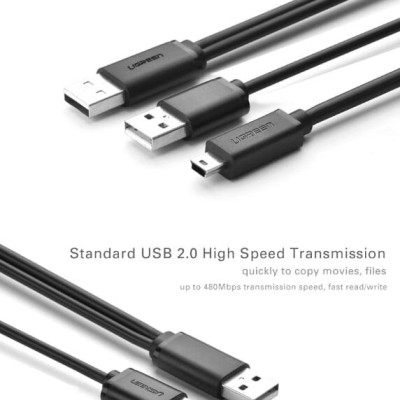 Ugreen UG10346US107TK 0.5M màu Đen Cáp sạc truyền dữ liệu USB 2.0 sang MICRO USB có trợ nguồn USB - HÀNG CHÍNH HÃNG