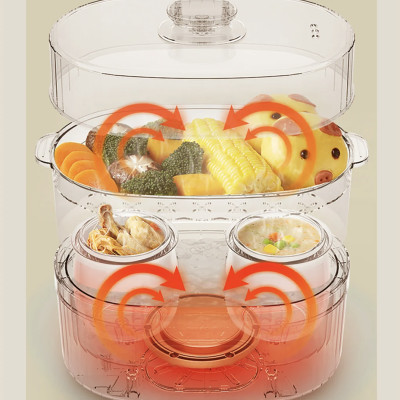 Nồi Nấu Cháo Kho Cá Chưng Yến Bear DDZ-C101V1 Gồm 2 Thố Và Khay Hấp Dung Tích 2.5 Lít Công Suất 500 W - Hàng Chính Hãng