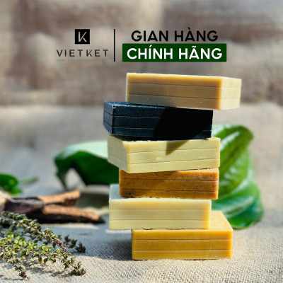 Cục Xà Bông Thảo Dược Than Tre VIETKET 100g - Làm Sạch, Giảm Mụn Lưng, Sáng Da, Duy Trì Độ Ẩm, Hương Thơm Thảo Dược